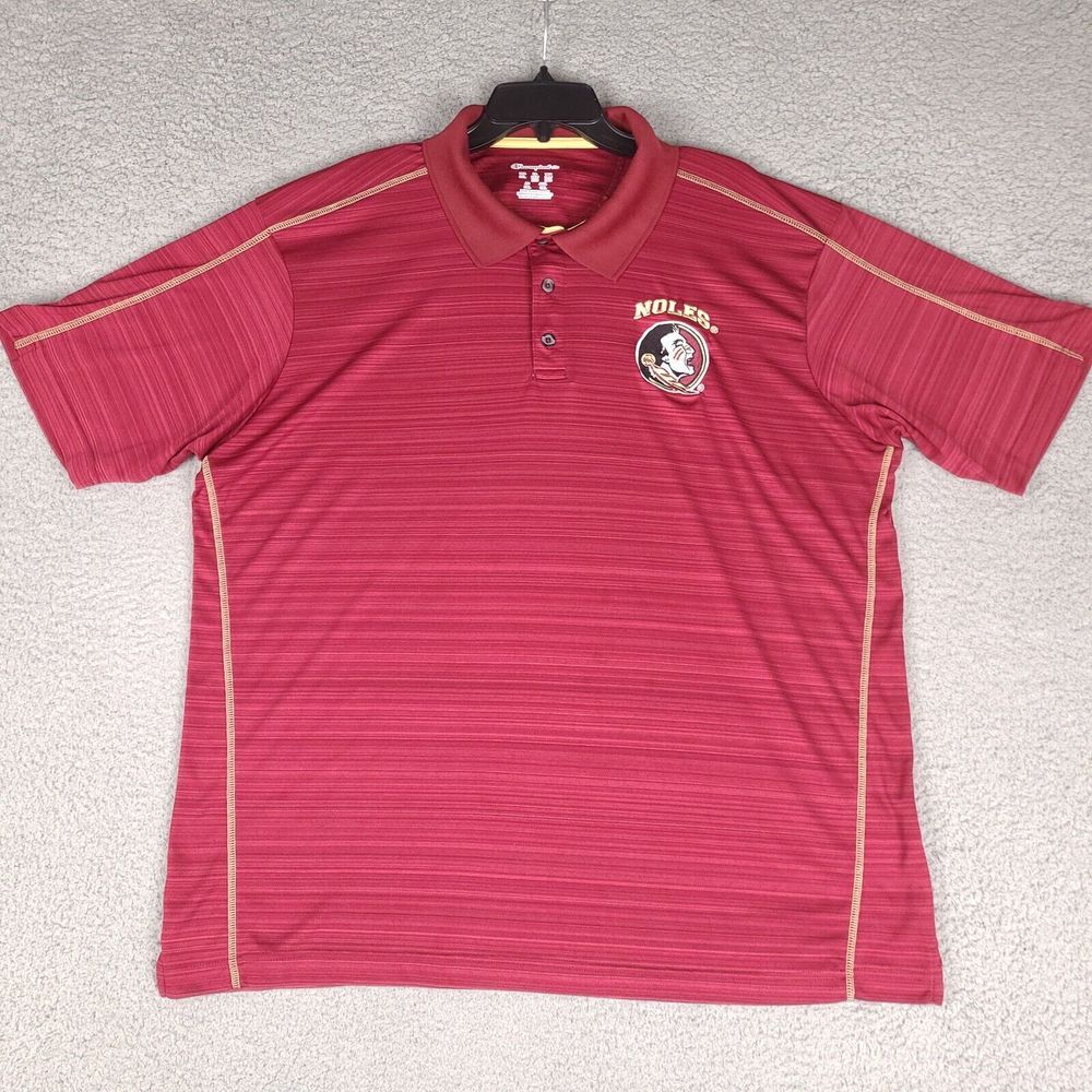Florida State Seminoles Polo Shirt Mens XXL Red Striped Golf Champion Elite
